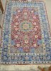 Silk Oriental throw rug. 3'8" x 5'6"