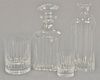 Baccarat crystal decanter set to include a bottle with stopper, set of eight goblets, eight cordials, two large goblets, and 
