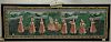Tibetan mixed media painting on cloth of eight girls with a goddess figure. sight size 17 1/2" x 58 1/2"