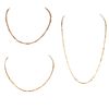 Three (3) Vintage 14 Karat Yellow Gold Link Necklaces. One stamped 585. Good vintage condition. Lon