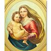 Antique Russian Style Oil on Canvas, Madonna and Child, in Period Style Frame. Unsigned. Good condi