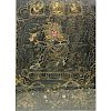 19/20th Century Tibetan Thangka Gouache Painting on Silk. Depicts an image of Vajrapani. Toning and