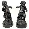 After: Michel Claude Clodion, French (1738 - 1814) Pair of  Bacchus Putti Bronze Sculptures. Signed