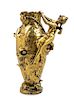 Francois & Louis Moreau, (French), an Art Nouveau vase, of baluster form with Psyche form handle and floral decoration