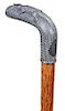 18. Alligator Dress Cane- Ca. 1900- A cast, pewter gator handle, American oak shaft and a metal ferrule. H. - 3 ¾” x 2 ¾