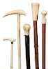 54. Nautical Canes- Ca. 1850-1890- A collection of whale’s tooth handles and two full shafts, whale bones of which all are