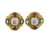 18K Gold Pearl Multi Gemstone Earrings