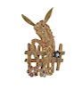 14K Gold Diamond Ruby Sapphire Donkey Brooch