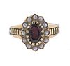 Antique 14K Gold Pearl Red Stone Ring