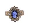 Antique 14K Gold Pearl Blue Gemstone Ring