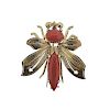 18k Gold Coral Insect Brooch Pin