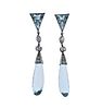 Platinum Diamond Aquamarine Drop Earrings
