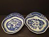 ANTIQUE Chinese Pair Blue and White Shrimp plates, 19th Century