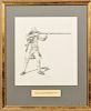 Framed Original Don Troiani Pen and Ink Figure Study of a Pennsylvania Militiaman