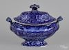 Historical blue Staffordshire soup tureen & cover