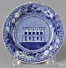 Historical blue Staffordshire cup plate