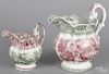 Two Staffordshire Caledonia two-color pitchers