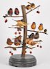 David Guilmet carved and painted bird tree