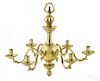 Dutch brass six-arm chandelier
