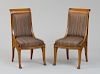 PAIR OF RUSSIAN NEOCLASSICAL KARELIAN BIRCH AND EBONIZED SIDE CHAIRS