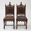PAIR OF NEOGOTHIC CARVED OAK SIDE CHAIRS