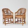 PAIR OF CHINESE EXPORT BAMBOO TUB-BACK ARMCHAIRS