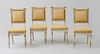 SET OF FOUR SWEDISH NEOCLASSICAL PAINTED AND PARCEL-GILT SIDE CHAIRS