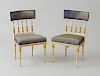 PAIR OF SWEDISH NEOCLASSICAL PAINTED AND PARCEL-GILT SIDE CHAIRS