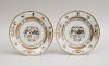 PAIR OF CHINESE EXPORT FAMILLE VERTE PORCELAIN ARMORIAL DEEP PLATES
