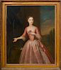 ATTRIBUTED TO GEORGE KNAPTON (1698-1778): PORTRAIT OF GIRL IN A PINK DRESS