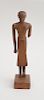 RARE EGYPTIAN CARVED WOOD FIGURE OF A PRIEST