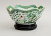 CHINESE EXPORT PORCELAIN DOUBLE GREEN DRAGON BOWL