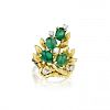 An 18K Gold Emerald and Diamond Ring
