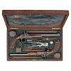 Case Pair Of Percussion Pistols By Galand