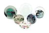* A Group of Six Glass Paperweights Diameter of largest 3 1/2 inches