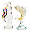 Two Murano Glass Sculptures Height of taller: 13 1/2 inches