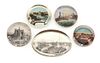 * Five Various Paper-backed Photo Paperweights Diameter of largest 4 inches