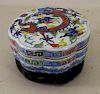 Signed, 5 Claw Dragon Porcelain Container on Stand
