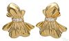 Pair of 18K yellow gold and diamond earrings