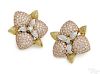 18K yellow and rose gold diamond earrings