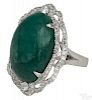 Platinum over sterling silver emerald ring