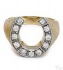 14K yellow and white gold diamond horseshoe ring