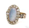 14K yellow gold opal and diamond ring