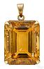 14K yellow gold emerald cut yellow topaz pendant