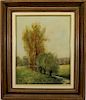 Filly, Signed Antique Spring Landscape Painting