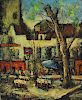Signed, Antique Outdoor French Cafe Scene