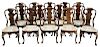 Set of 14 Irish Queen Anne Style Dining Chairs