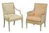 Two Louis XVI Style Upholstered Arm Chairs