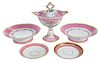 Five Pink Porcelain Table Items