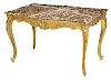 Louis XV Style Carved, Gilt and Marble Top Table